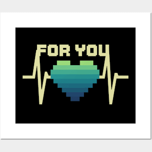 Retro style heartbeat for you Posters and Art